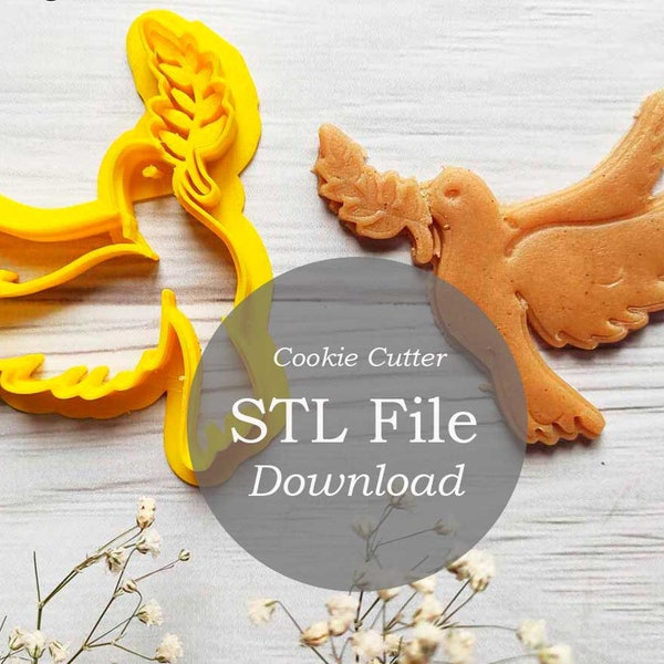 Dove Cookie Cutter with Stamp STL Files instant Download 8 sm / World peace day / Biscuit stamp / DOVE bird Cookie cutter STL 3d printed