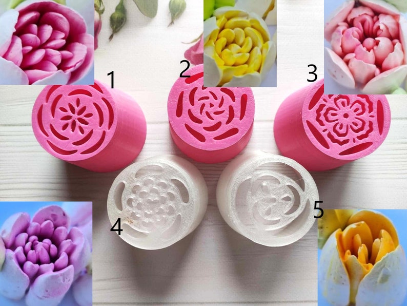 Sproeierset 3 cm 4 cm 5 cm voor glazuurspuitmondjes Muovi Decoratietips 5 stuks Decoratiegereedschap Taartdecoratie Marshmallow Bloemen afbeelding 1