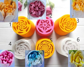 6 Pcs Ladge Tulip Nozzles for marshmallow Pastry Cake Icing Piping Decorating Nozzle Tips Coupler Cupcake Desserts Decorating Confectionery
