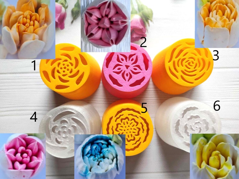 6 Pcs Ladge Tulip Nozzles for marshmallow Pastry Cake Icing Piping Decorating Nozzle Tips Coupler Cupcake Desserts Decorating Confectionery zdjęcie 1