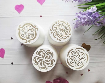 Large Flower Piping Nozzles: Food Safe PLA, Marshmallow & Cream 4-7 cm Set of 4