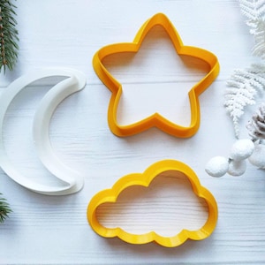 Set of star, moon and cloud cookie molds, cake molds for kids