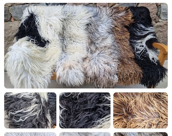 Premium Iceland Sheepskin Natural Curly Long Hair Natural Color Multicolor Rug