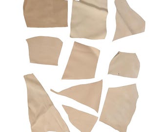 Cow Nappa Leather Scraps – 10 Pieces, 1.2 mm, Vegetable Tanned, Natural