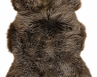 Genuine sheepskin | Taupe-grey-brown, approx. 108 cm | Soft pile | Eco-tanned | Unique piece 156-432