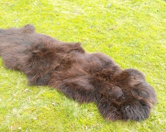 Eco two sheepskins sheepskin bed rug carpet lambskins runner XXL brown