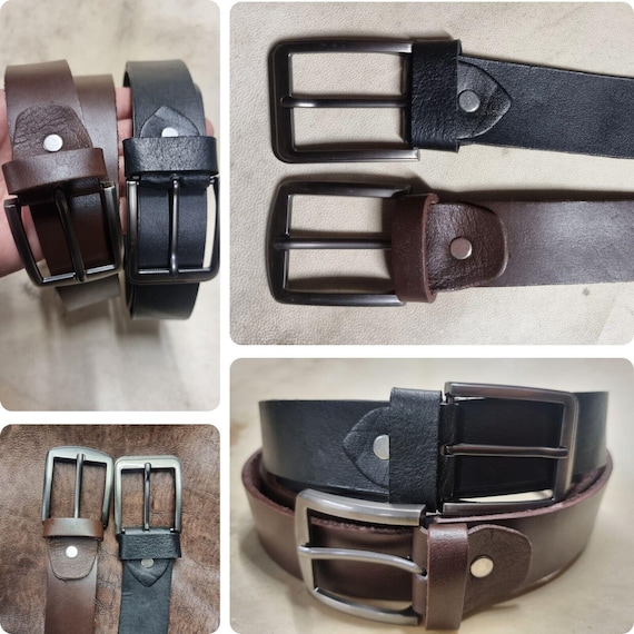 Real Leather Belt Men Women Iron Buckle Black/brown 4 Cm 