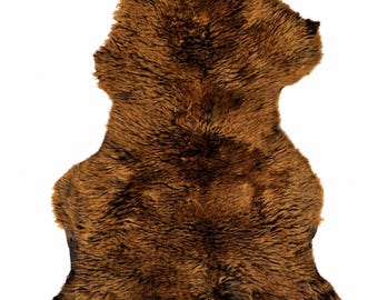 Genuine sheepskin | Golden brown to dark brown, approx. 96 cm | Soft pile | Eco-tanned | Unique piece 156-435