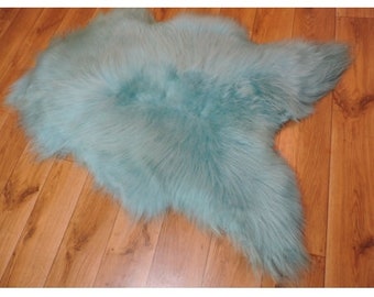 Genuine premium Icelandic sheepskin sheepskin lambskin fur top tanned turquoise 100cm