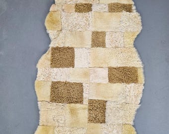Oryginalna eko skóra owcza patchwork unikat 257-063