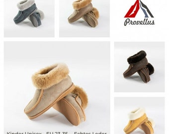 Slippers for kids genuine German Merino sheepskin/leather soft cloud