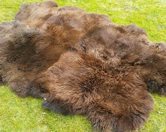 TOP eco four sheepskins sewn sheepskin rug lambskin brown bargain