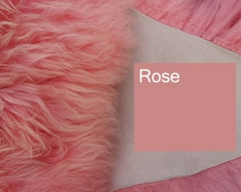 Top Eco Lambskin Sheepskin Skins Pink Rose Pink Color New L-XL