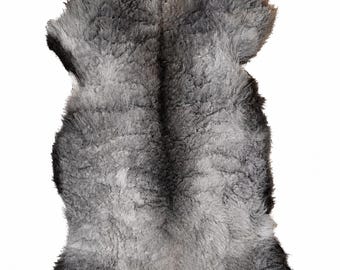 Genuine sheepskin | Silver-grey-anthracite, approx. 116 cm | Curly pile | Eco-tanned | Unique piece 156-423