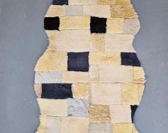 Oryginalna eko skóra owcza patchwork unikat 257-058