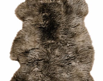Genuine sheepskin | Taupe-grey-brown, approx. 100 cm | Soft pile | Eco-tanned | Unique item 156-433
