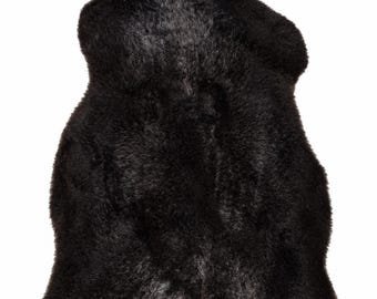 Genuine sheepskin | Black-brown, approx. 115 cm | Short-pile soft fur | Eco-tanned | Unique piece 156-427