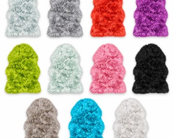 Vegan Faux Sheepskin Rug 90x50 cm, Soft Faux Fur Rug, Fluffy Sheepskin Look, Many Colors