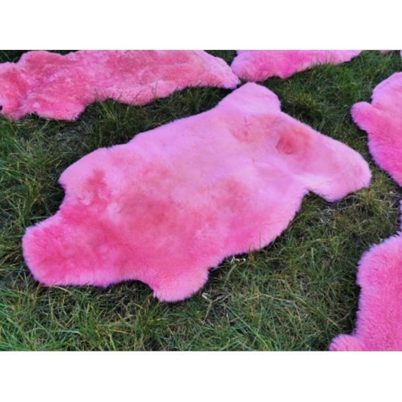 Echte Öko Lammfell Schaffell Rosa Felle Top Geschorene Dichte Wolle Neu L - XXL