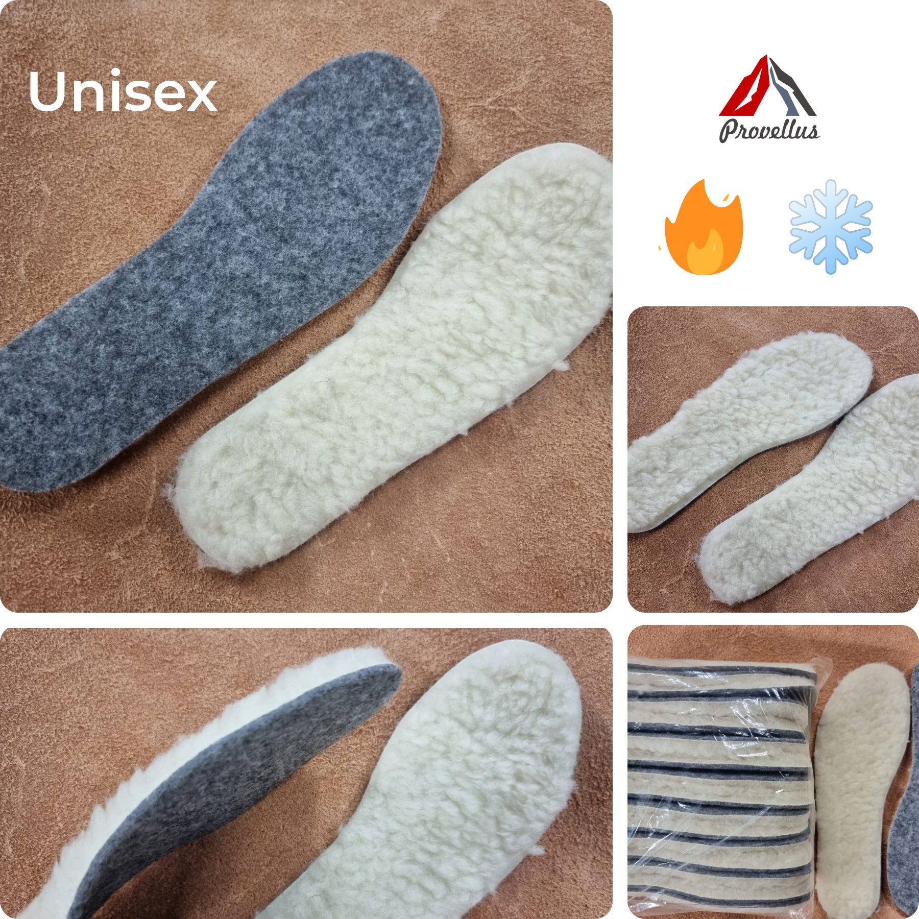 Insole footbed real new wool sheep's wool soft warm EU 35-47