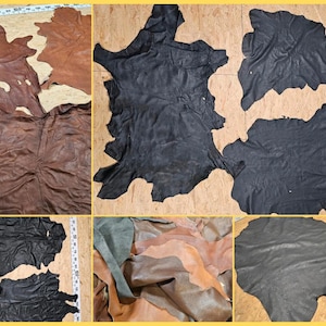 Genuine goat leather nappa leather brown black ideal for crafting