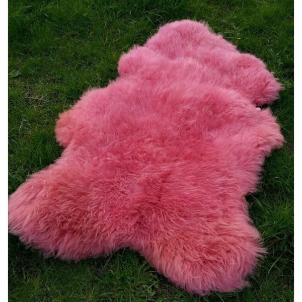 Real Xl Sheepskin Sheepskin Fur Top Tanning Pink 110 Cm