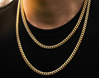 18k Yellow Gold Miami Cuban Link Chain 