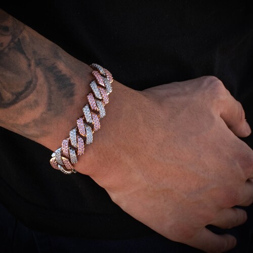 18k Two-tone Rose/white Gold Iced Out 