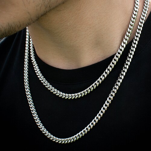 18k White Gold Miami Cuban Link Chain 