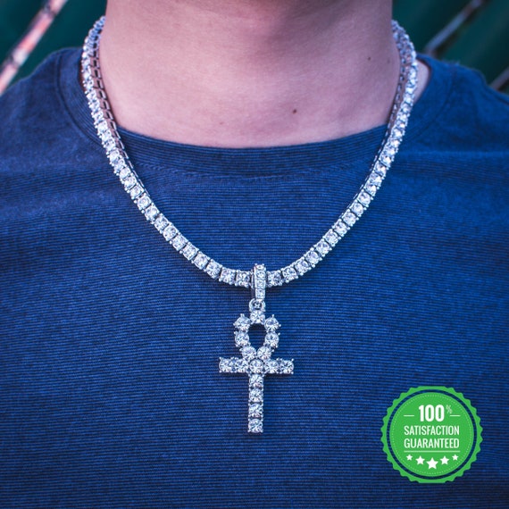 18k White Gold Iced Out Tennis Chain W 