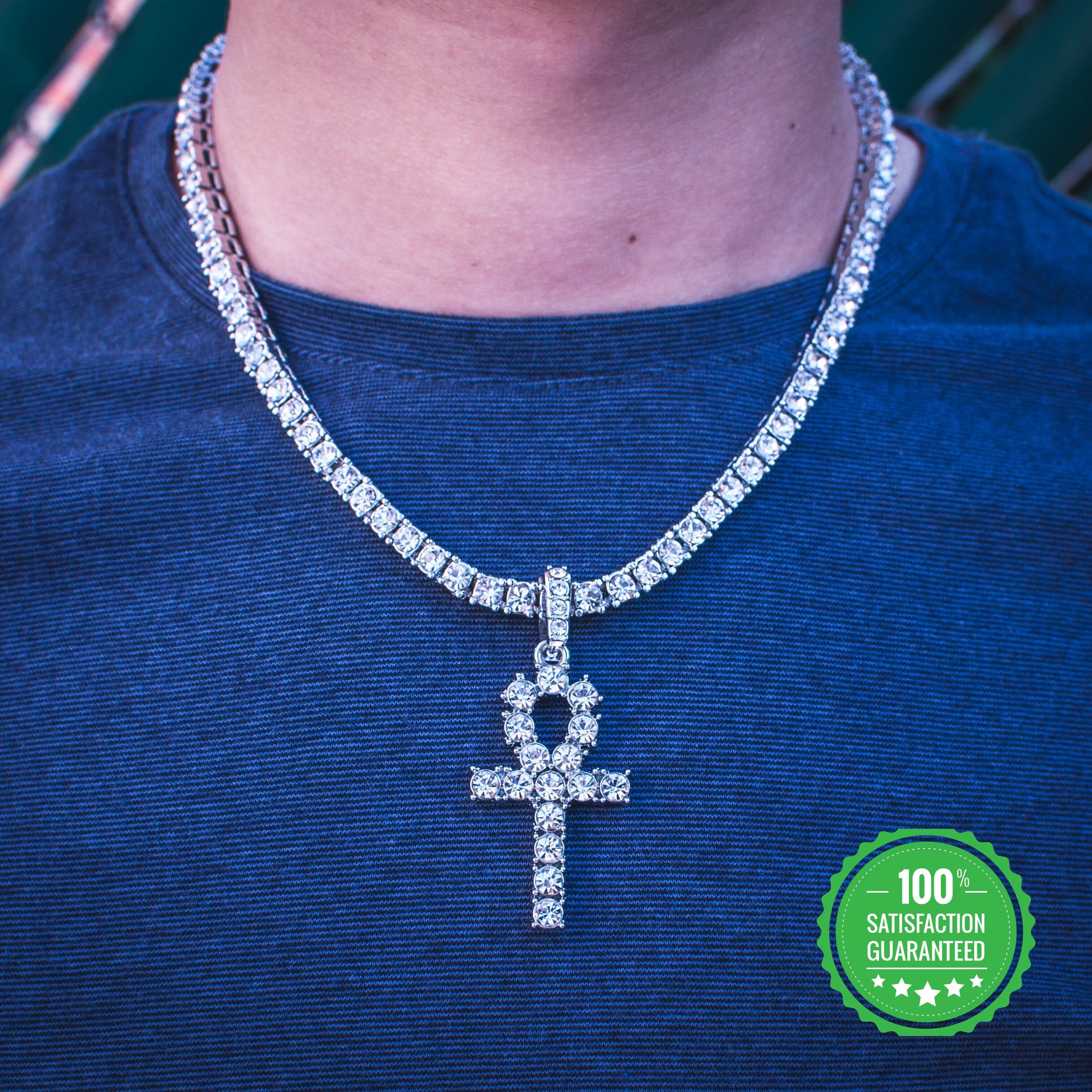 18k White Gold Iced Out Tennis Chain W 