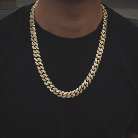 Mens Miami Cuban Link Choker Chain Diamond Real 18k Yellow Gold Solid Lifetime Warranty