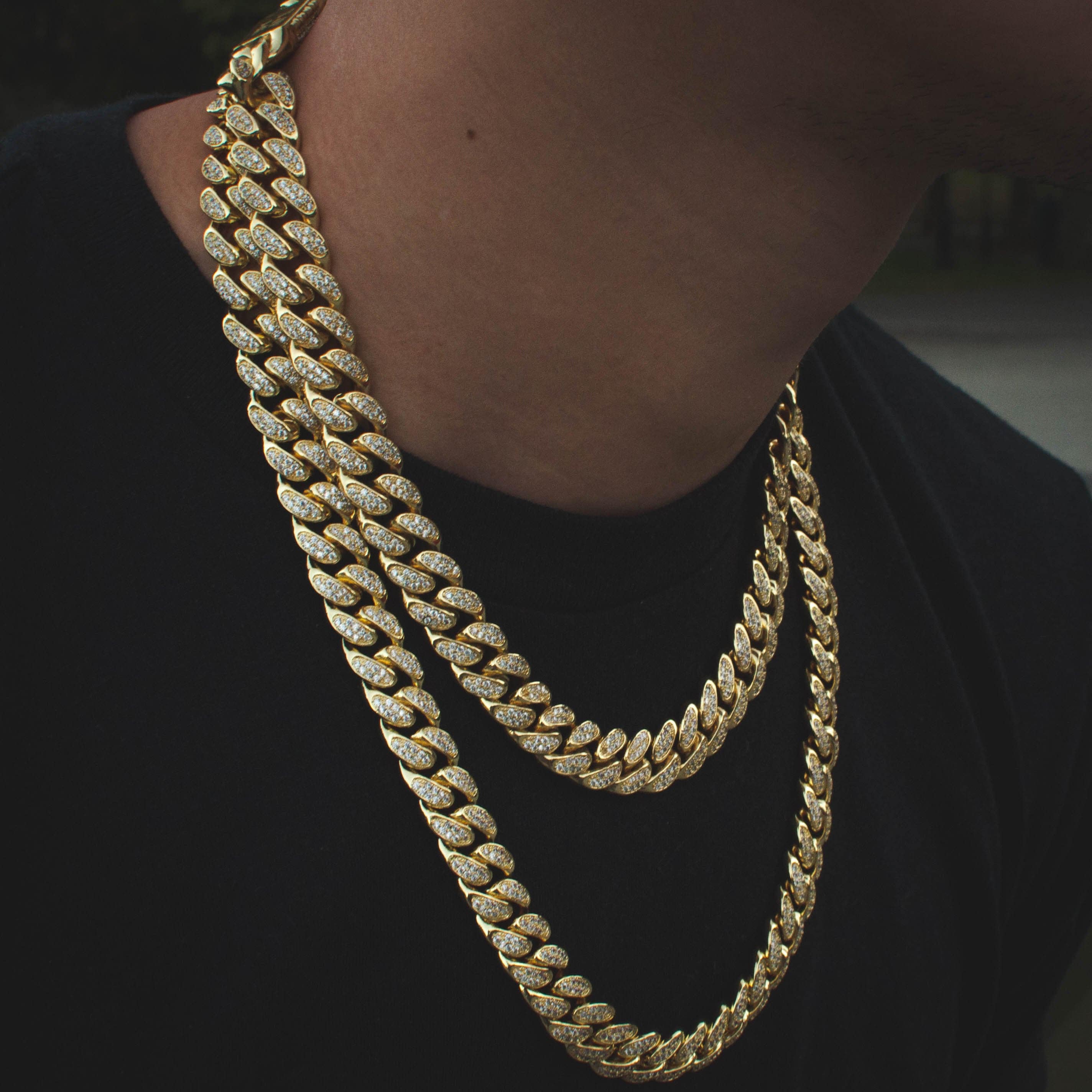 18k Gold Diamond Miami Cuban Link Chain Real Solid - Etsy