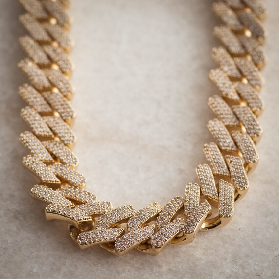 Straight Edge Prong Diamond Cuban Link 