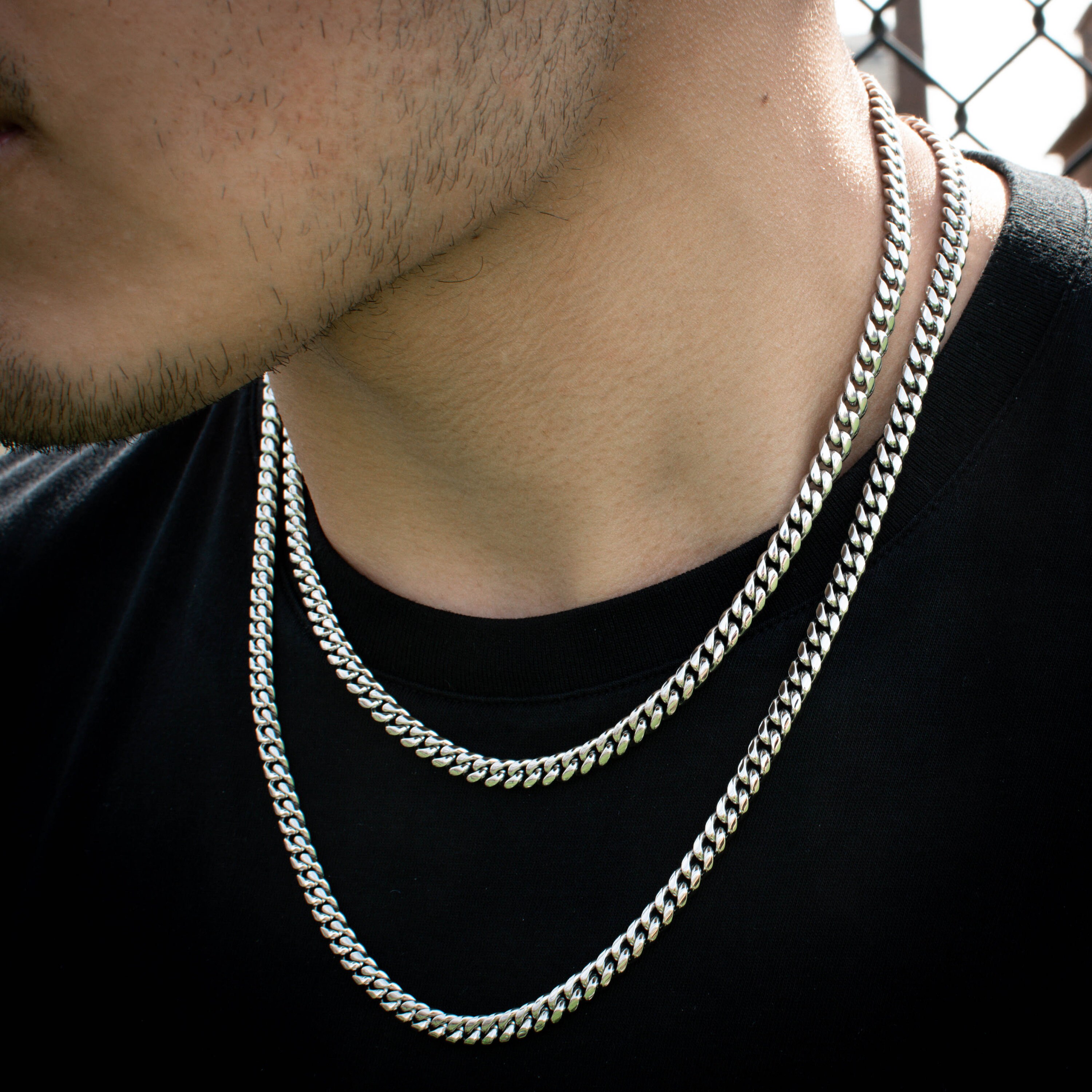 18k White Gold Miami Cuban Link Chain 