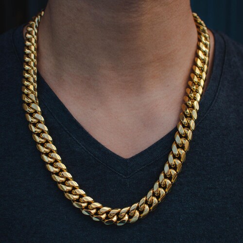 18k Yellow Gold Miami Cuban Link Chain 