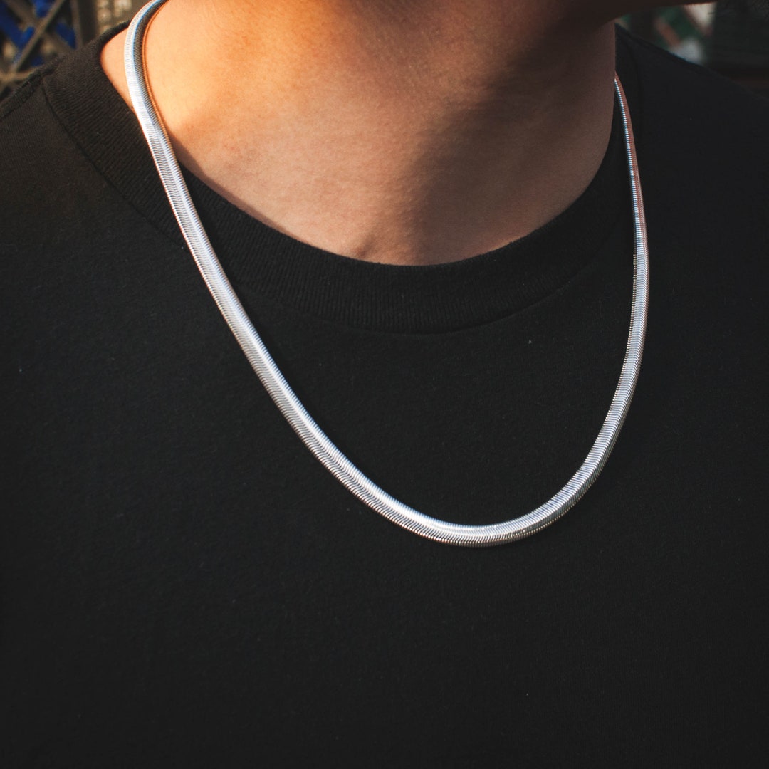 Herringbone Chain 18k White Gold Necklace Gold Filled Etsy