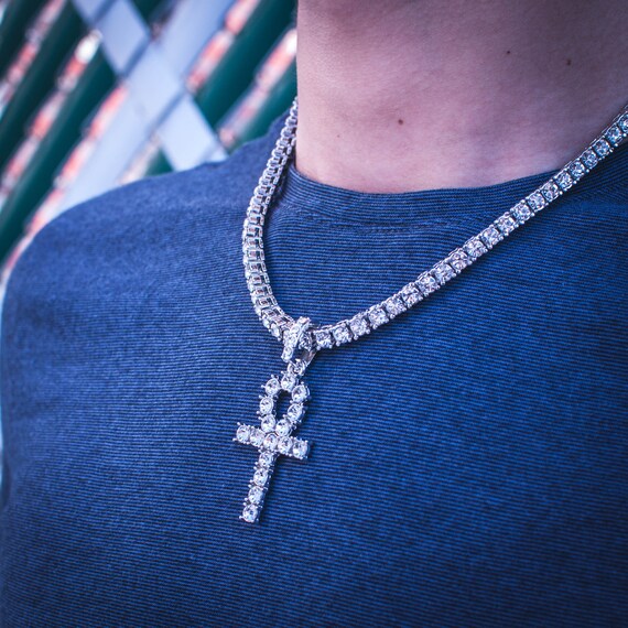 18k White Gold Iced Out Tennis Chain W 