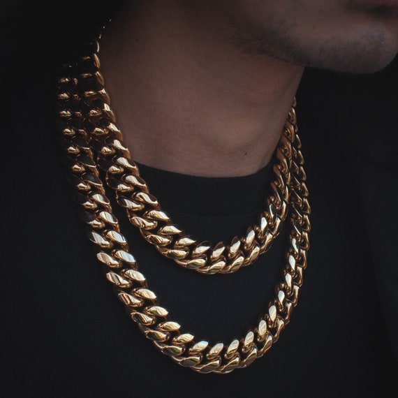 18k Yellow Gold Miami Cuban Link Chain 