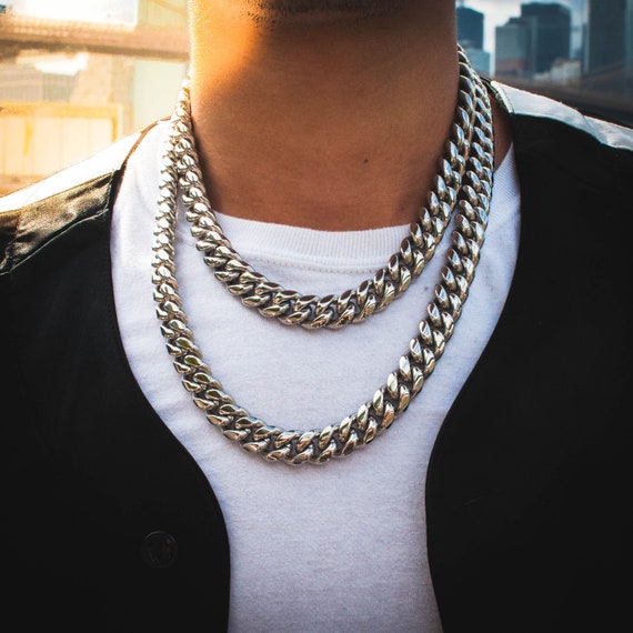 14k White Gold Miami Cuban Link Chain 