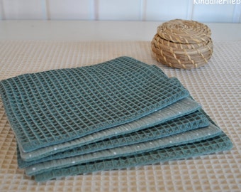 Washcloth set 5-piece/waffle pique/muslin/100% cotton/old green