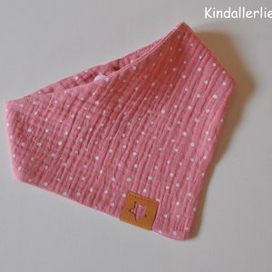 Muslin baby scarf, old pink with dots