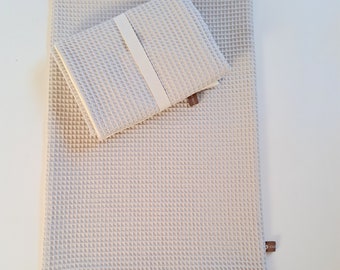 Washable changing mat, waterproof, waffle pique, beige, various sizes