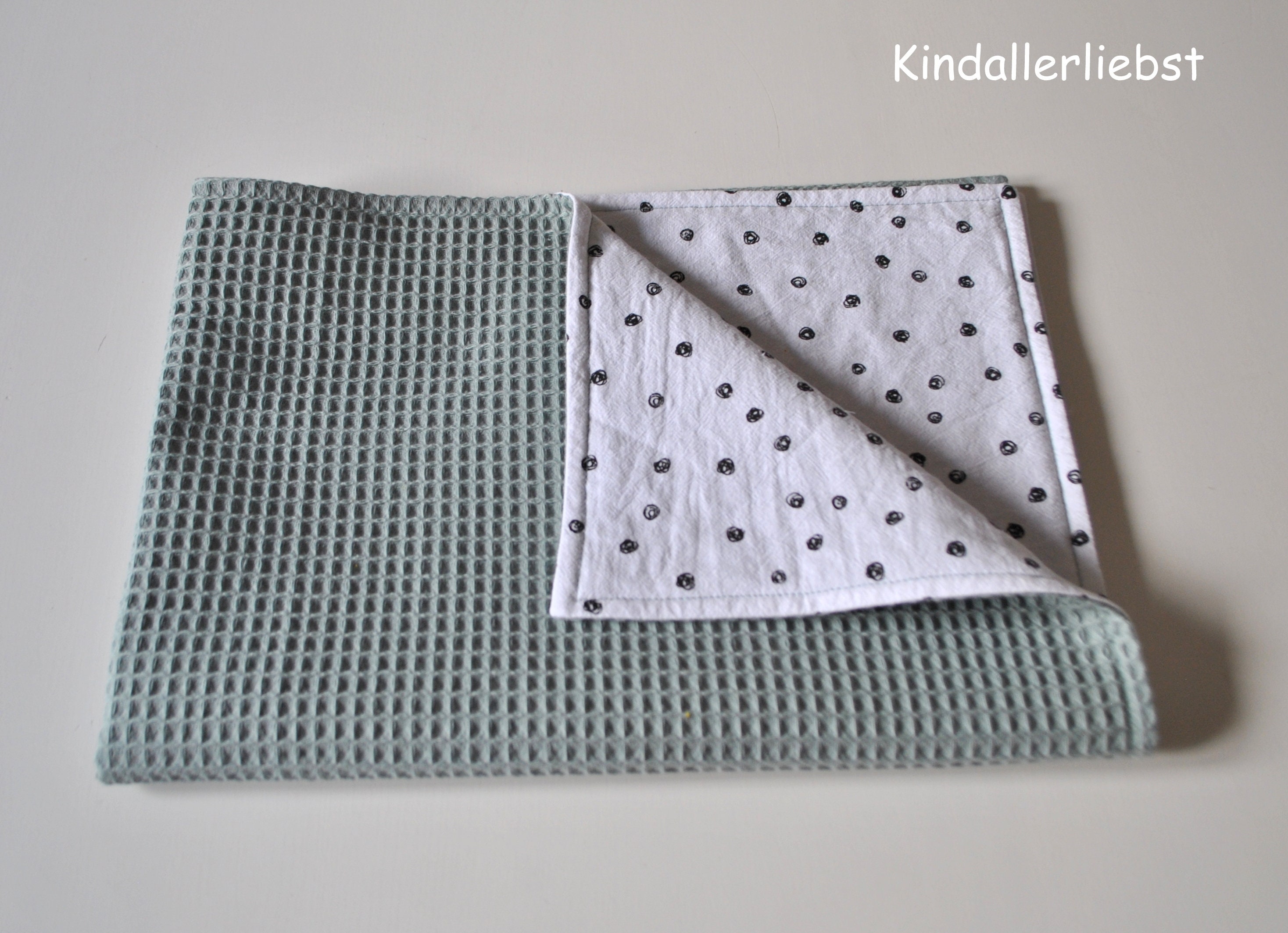 Baby blanket cuddly blanket waffle pique cotton old green