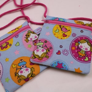 Kinder-BRUSTBEUTEL "Prinzessin" mit Reißverschluss und Reflektorfähnchen; Brusttasche, Geldbörse, Geldbeutel
