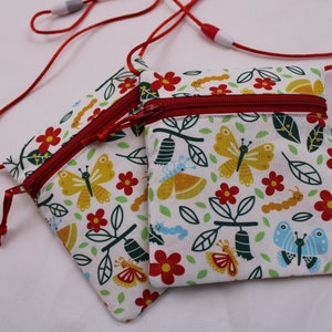 Kleiner Kinder-BRUSTBEUTEL "Sommertag" mit Sicherheitsverschluss und Reflektorfähnchen; Brusttasche, Geldbörse, Geldbeutel