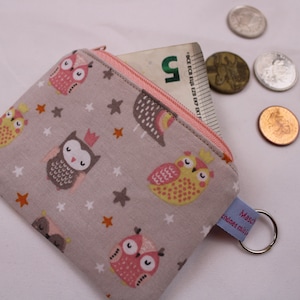 GELDBÖRSE / GELDBEUTEL / PORTEMONNAIE für Kinder "Eulenkönig" - Minibörse, Schlüsseltäschchen, Reißverschlusstäschchen