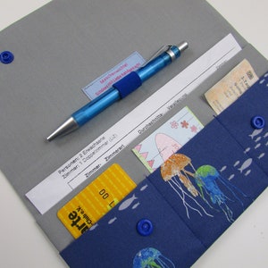 Reiseetui MODELL 1/S "Fischschwarm" - Dokumententasche, Passhülle, Brieftasche, Reiseorganizer, Etui Reiseunterlagen, Tickettasche