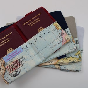Reisepasshülle, Passetui, Impfpasshülle DUO "Weltkarte" - verschiedene Innenfarben verfügbar!