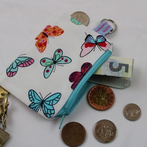 GELDBÖRSE / GELDBEUTEL / PORTEMONNAIE für Kinder "Schmetterlinge" - Minibörse, Schlüsseltäschchen, Reißverschlusstäschchen